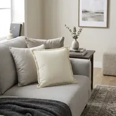 JUST HOME COLLECTION - Cojín Decorativo Blanco con Borde 45x45 cm