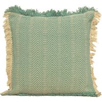 Cojín Decorativo Verde con Flecos Amarillos 45x45 cm