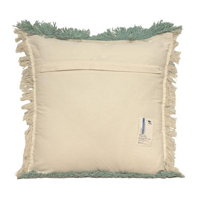 Imagen 2 del producto Cojín Decorativo Verde con Flecos Amarillos 45x45 cm