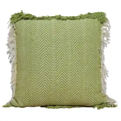 JUST HOME COLLECTION - Cojín Decorativo Verde con Flecos 45x45 cm
