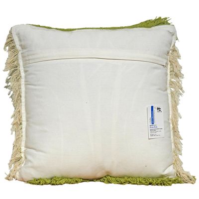 Imagen 2 del producto Cojín Decorativo Verde con Flecos 45x45 cm