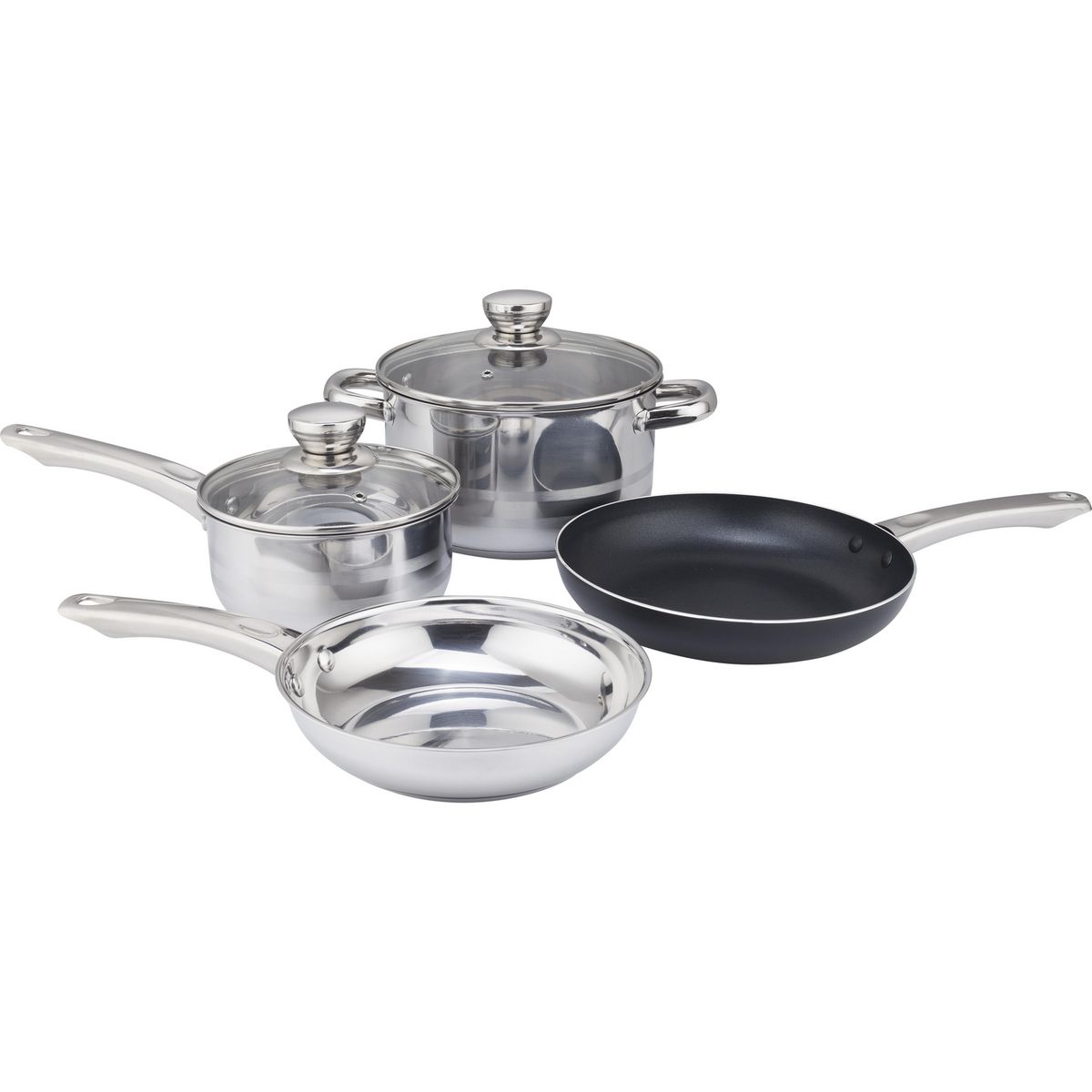 JUST HOME COLLECTION - Batería de Cocina 6 Piezas Acero inoxidable Gris