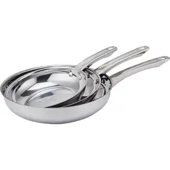 JUST HOME COLLECTION - Set 3 Sartenes 20/24/28 cm Acero inoxidable Plateado