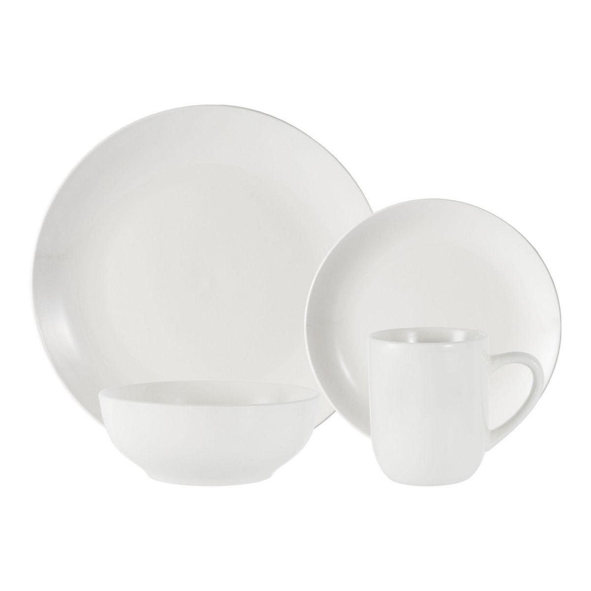 JUST HOME COLLECTION - Juego de Loza 24 Piezas Porcelana Clavel Blanco 6 Personas