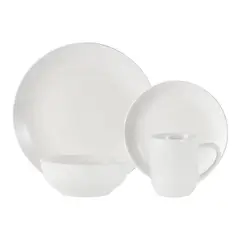 JUST HOME COLLECTION - Juego de Loza 24 Piezas Porcelana Clavel Blanco 6 Personas