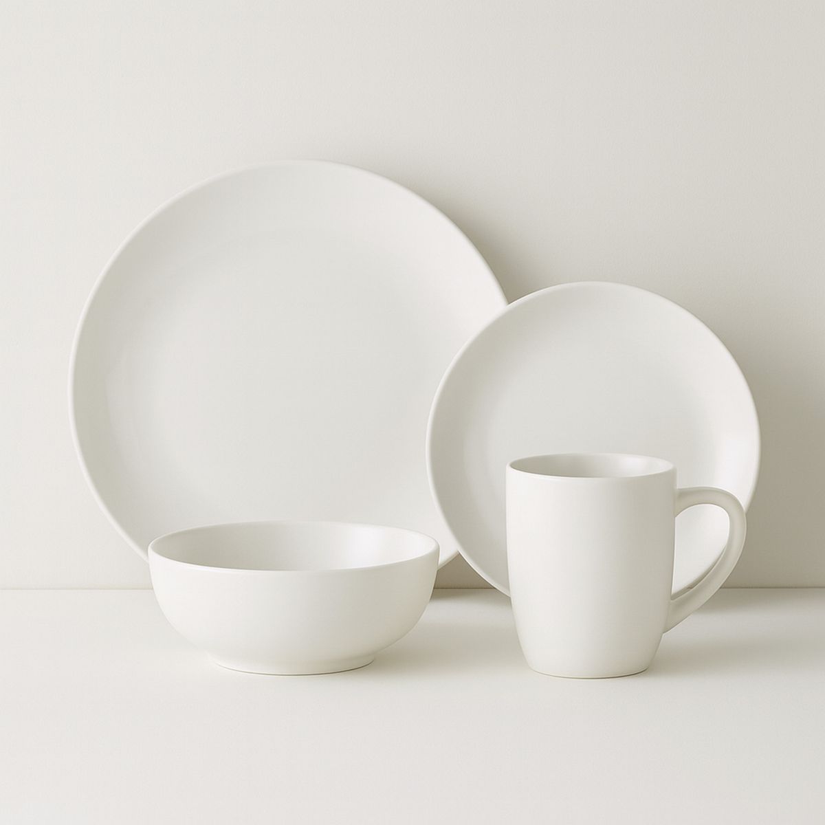 JUST HOME COLLECTION - Juego de Loza 24 Piezas Porcelana Clavel Blanco 6 Personas