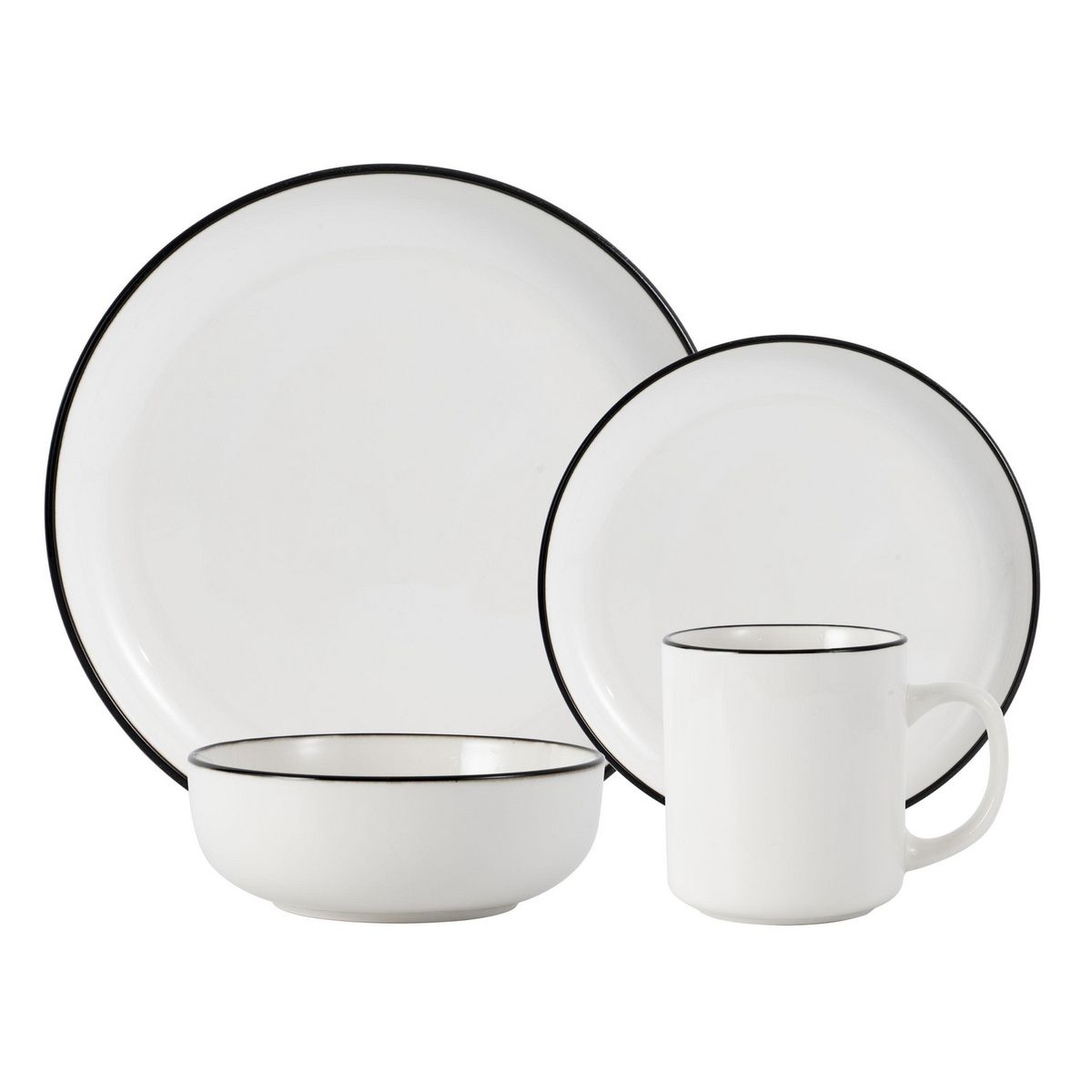 JUST HOME COLLECTION - Juego de Loza 16 Piezas Porcelana Camellia Blanco 4 Personas