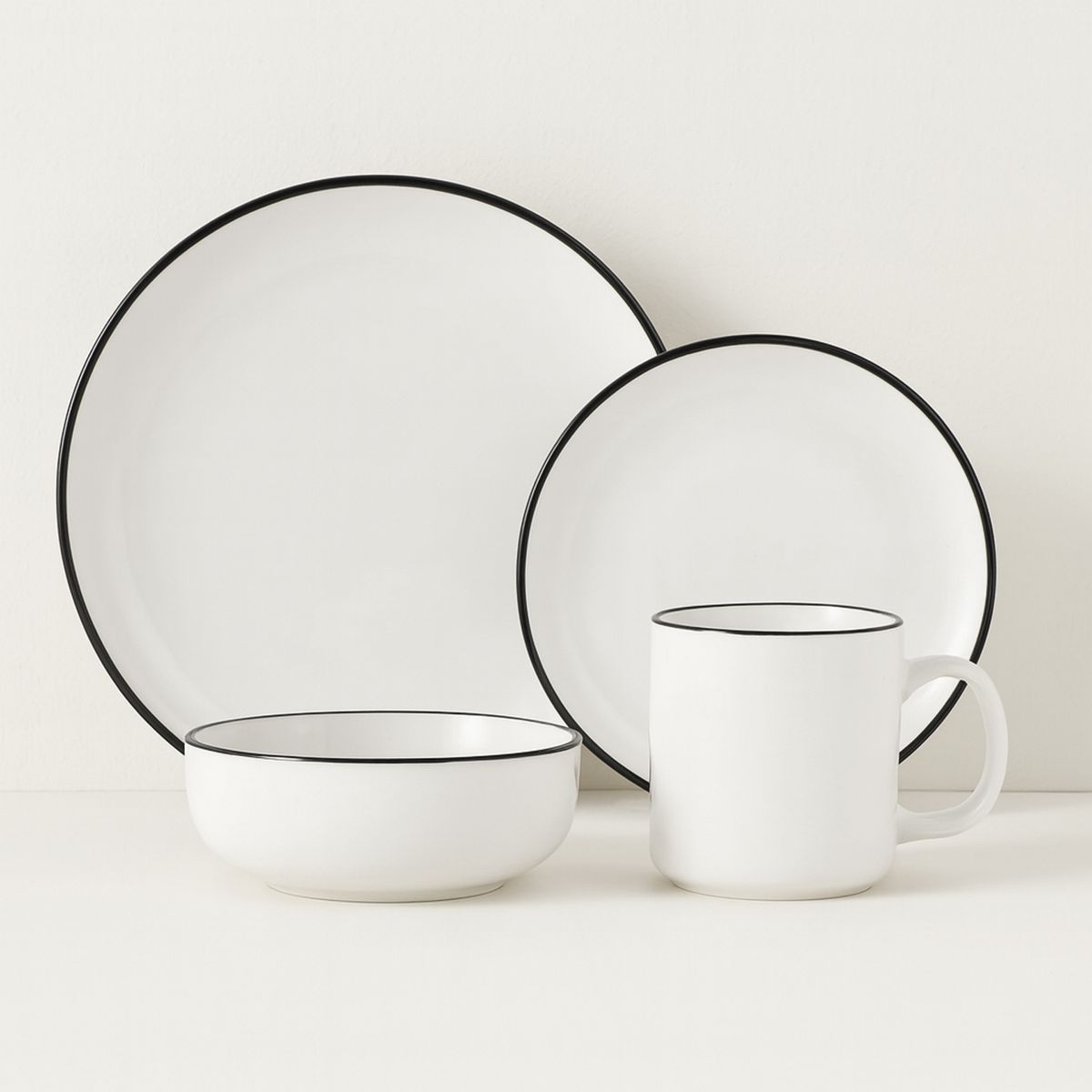 JUST HOME COLLECTION - Juego de Loza 16 Piezas Porcelana Camellia Blanco 4 Personas