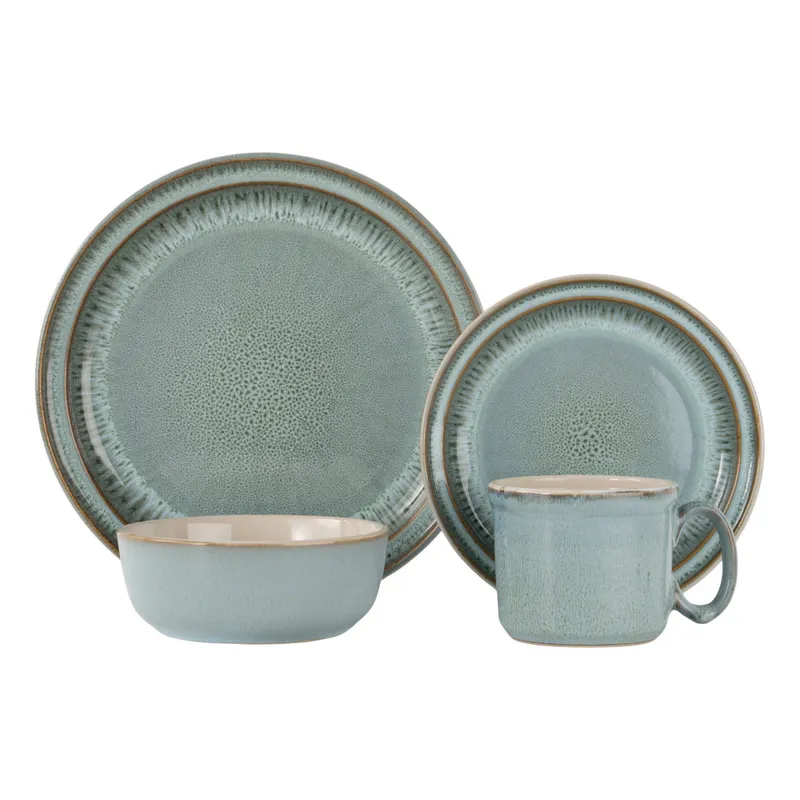 JUST HOME COLLECTION - Juego de Loza 16 Piezas Cerámica Tango Verde