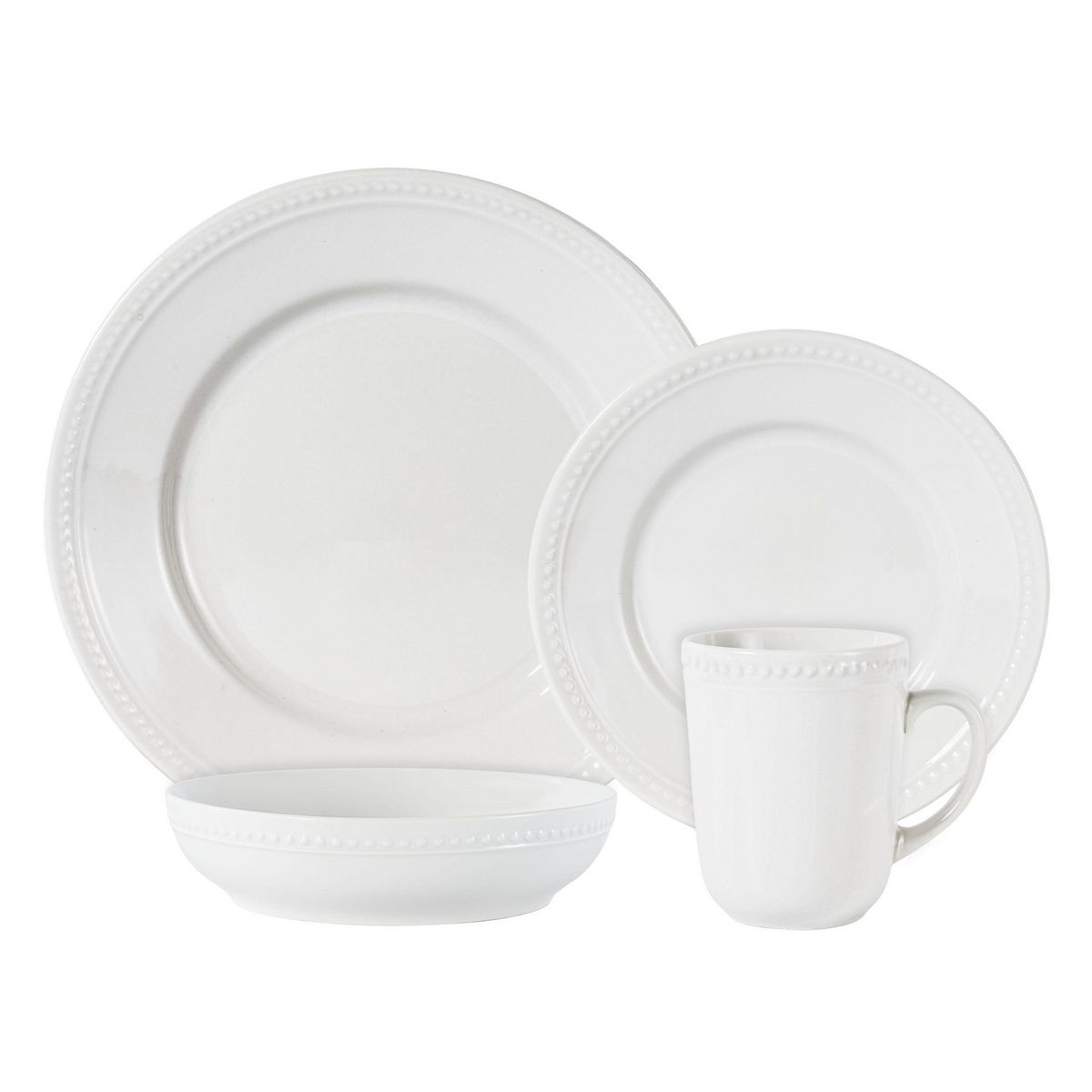 JUST HOME COLLECTION - Juego de Loza 16 Piezas Porcelana Statice Blanco 4 Personas
