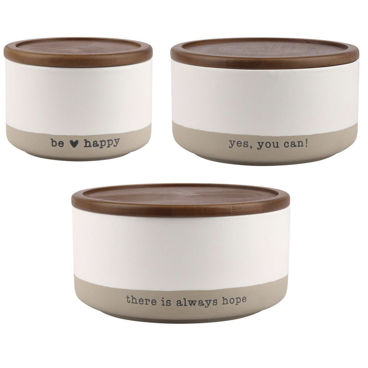 JUST HOME COLLECTION - Set 3 Bowl Cerámica tapa Bambú Beige