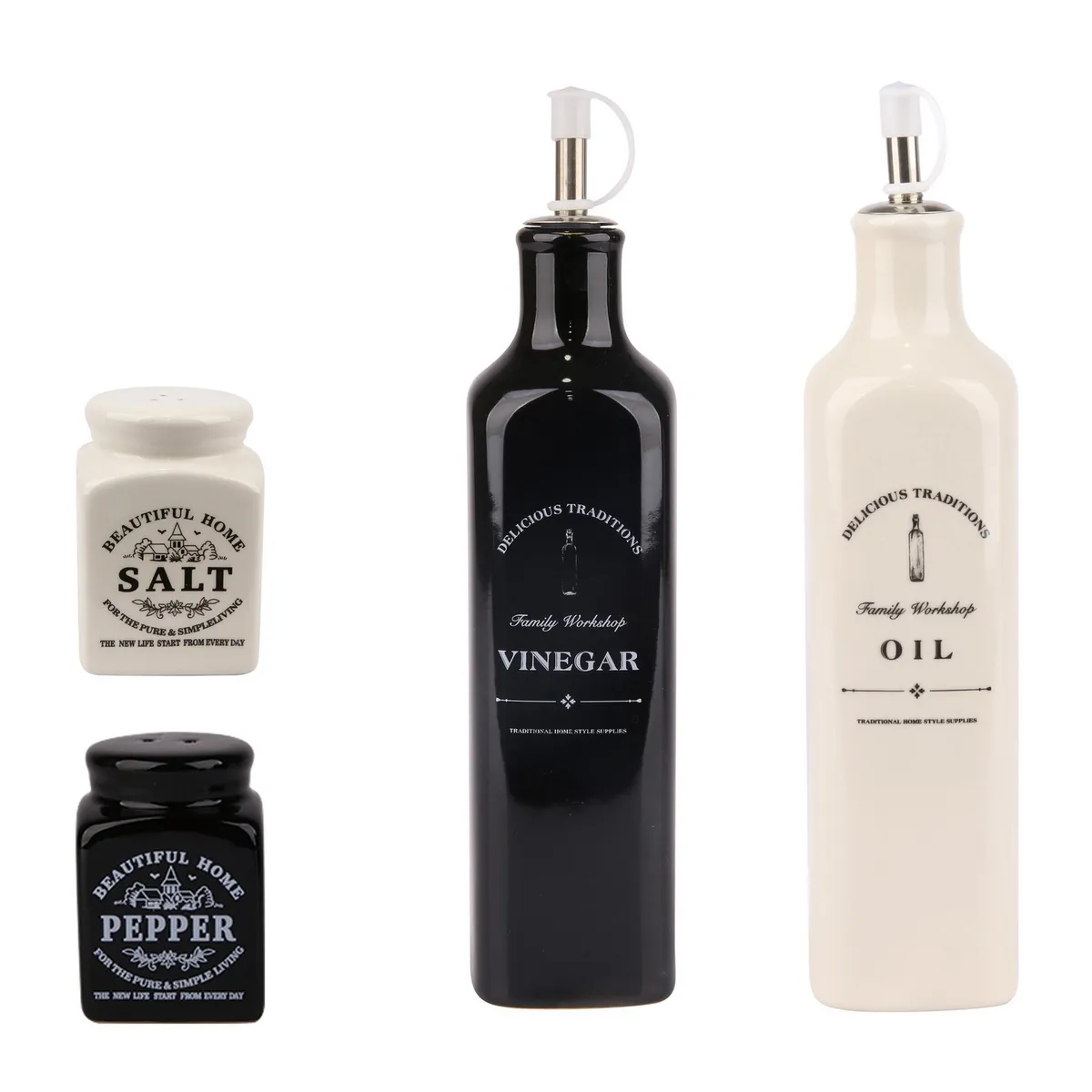 JUST HOME COLLECTION - Juego Aceitero/Salero 4 piezas