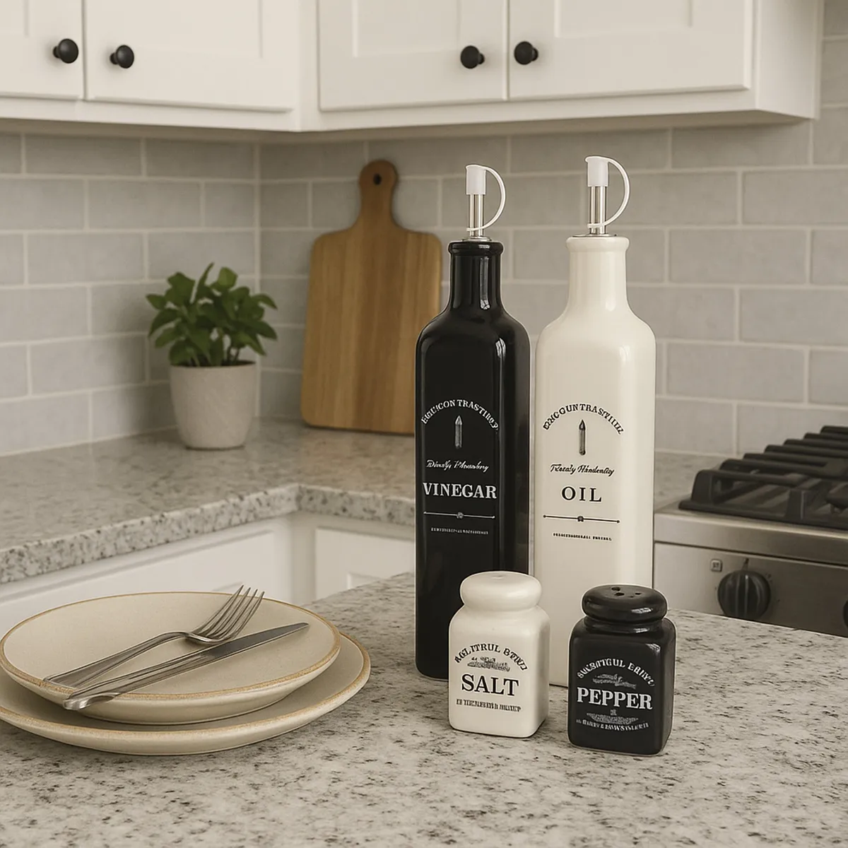 JUST HOME COLLECTION - Juego Aceitero/Salero 4 piezas