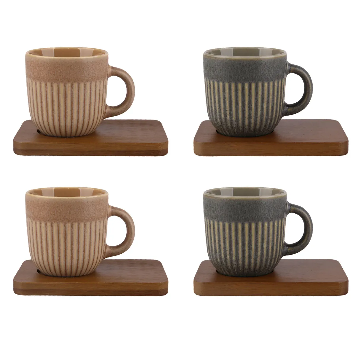 JUST HOME COLLECTION - Set 4 Tazas 120 ml base bambú