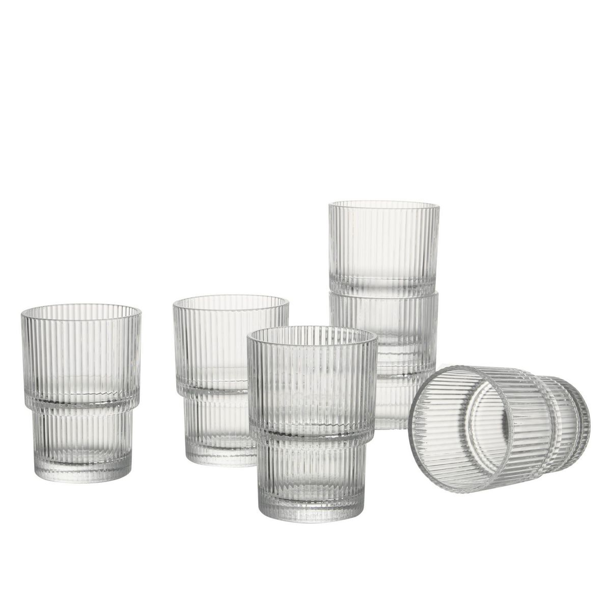 JUST HOME COLLECTION - Set 6 Vasos Alto de Vidrio 400 ml Transparente