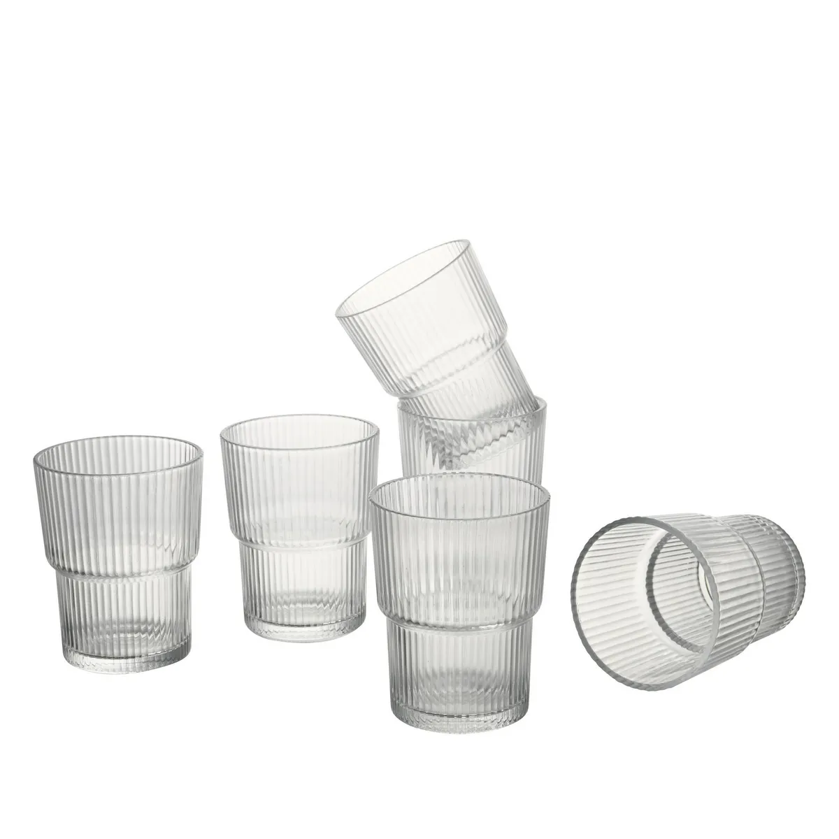 JUST HOME COLLECTION - Set 6 Vasos Alto de Vidrio 180 ml Transparente