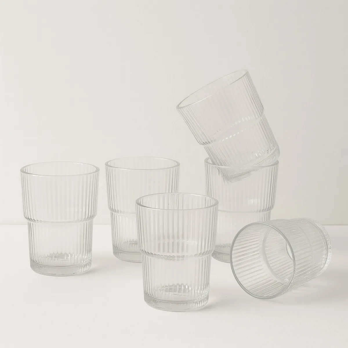 JUST HOME COLLECTION - Set 6 Vasos Alto de Vidrio 180 ml Transparente