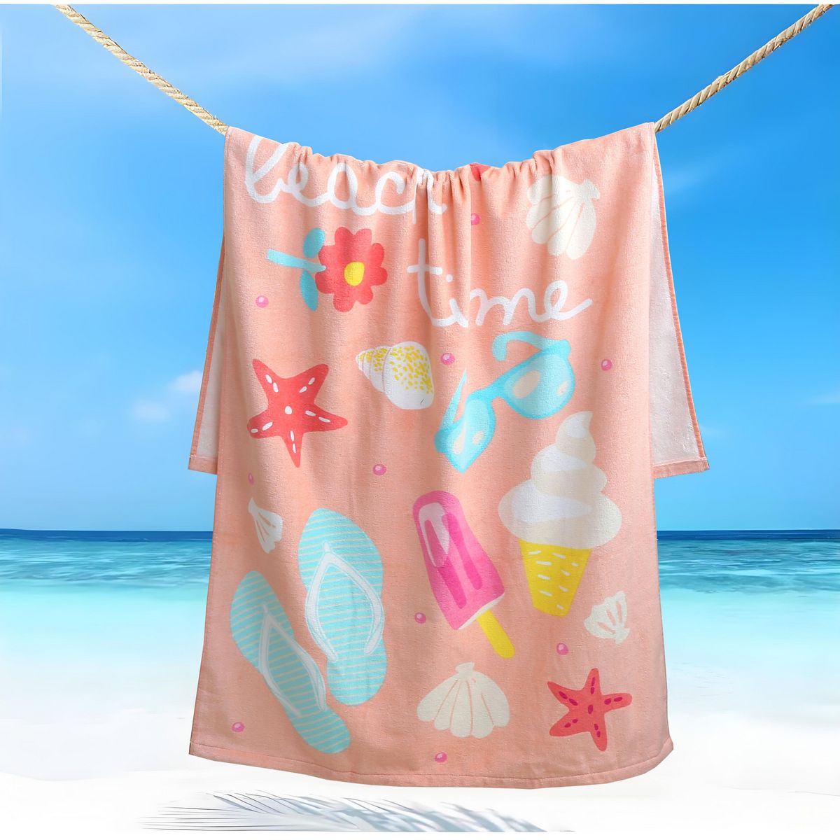 JUST HOME COLLECTION - Toalla Playa 450 gr Algodón 70x140 cm Multicolor