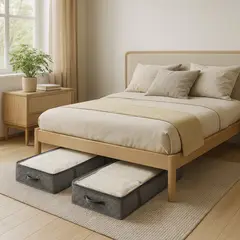 JUST HOME COLLECTION - Set 2 Oganizadores Bajo Cama 100x15x50 cm Gris, Beige