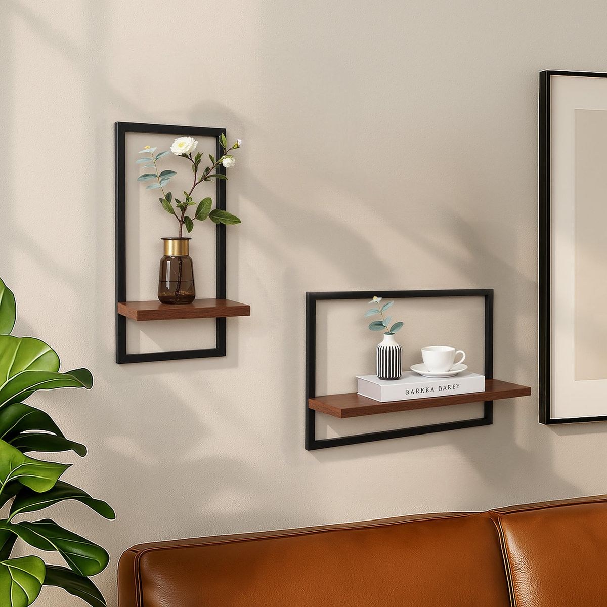 JUST HOME COLLECTION - Set 2 repisas Nivel(es) 35.5x40x12.2 cm Negro, Madera