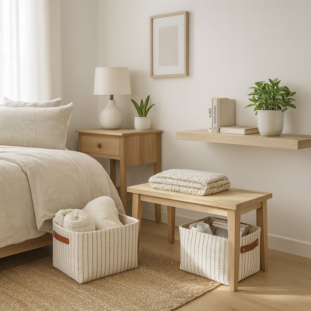 JUST HOME COLLECTION - Set 2 canastas 40x22x28 cm Blanco, Gris, Natural