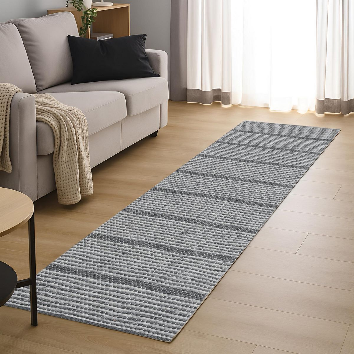 JUST HOME COLLECTION - Alfombra Pasillo Odessa 60x200 Crudo Lineas Grises