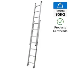 BAUKER - Escalera De extensión Aluminio 2.2 m 14 Peldaños