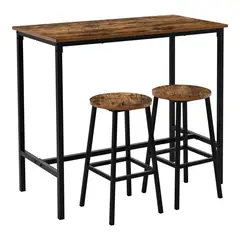 JUST HOME COLLECTION - Juego de comedor Istanbul 2 Sillas Mesa Rectangular 100x50x89 cm Roble, Negro
