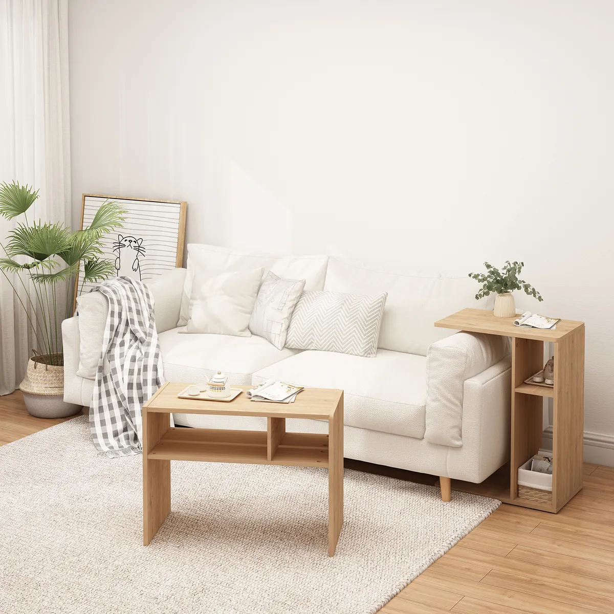 JUST HOME COLLECTION - Mesa Lateral Multifunción Milan Roble 30x63x48 cm