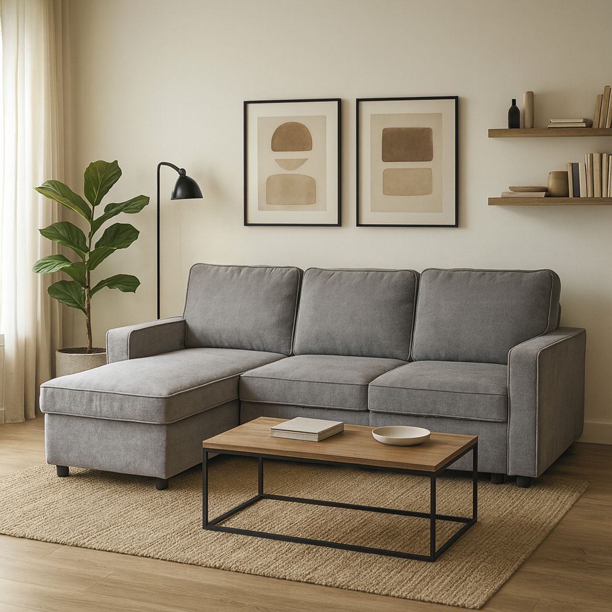 JUST HOME COLLECTION - Sofá cama Dallas Gris 208x76x89 cm