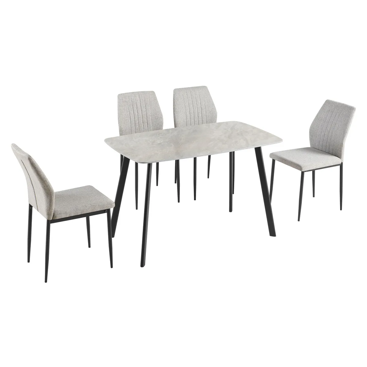 JUST HOME COLLECTION - Juego de Comedor Darmani 4 Sillas Mesa Rectangular 70 cm x 120 cm x 76 cm Gris, Negro