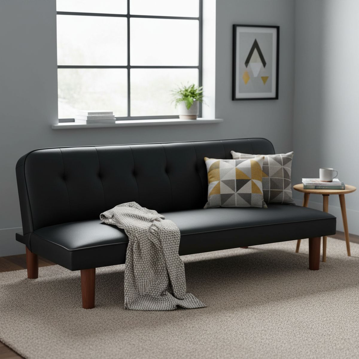 JUST HOME COLLECTION - Futón Finley Negro 165.5x75x69 cm