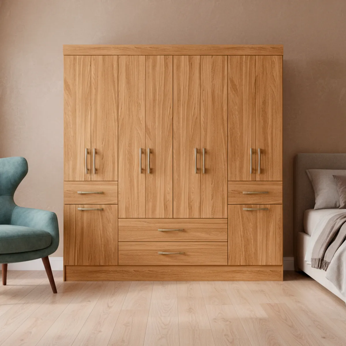 CASA BONITA - Clóset 10 Puerta(s) 2 Cajón(es) 10 Repisa(s) 180x182x42 cm Roble