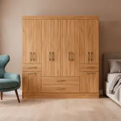 CASA BONITA - Ropero 10 Puerta(s) 2 Cajón(es) 10 Repisa(s) 180x182x42 cm Roble