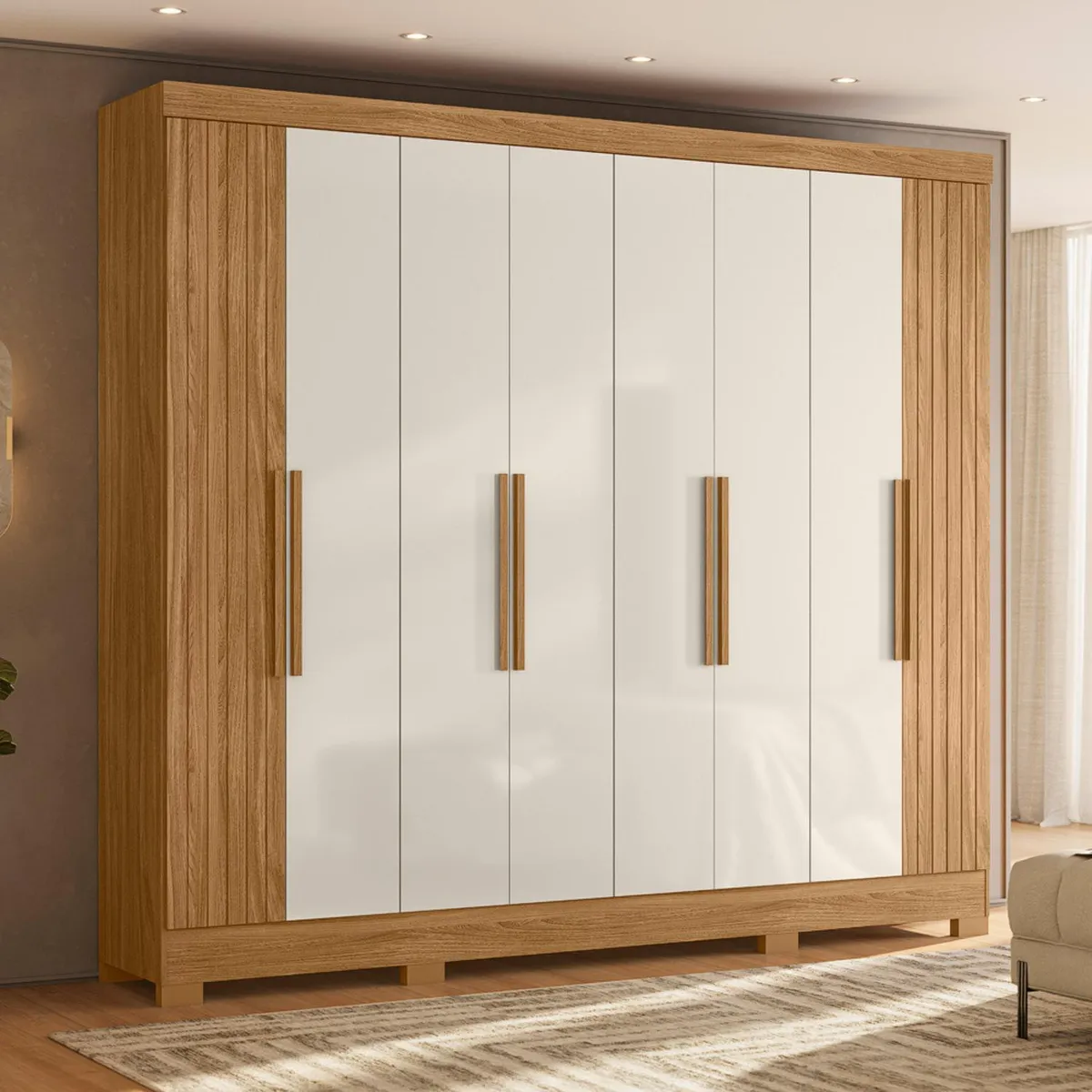 CASA BONITA - Clóset 8 Puerta(s) 4 Cajón(es) 12 Repisa(s) 212x236x47 cm Roble, Blanco