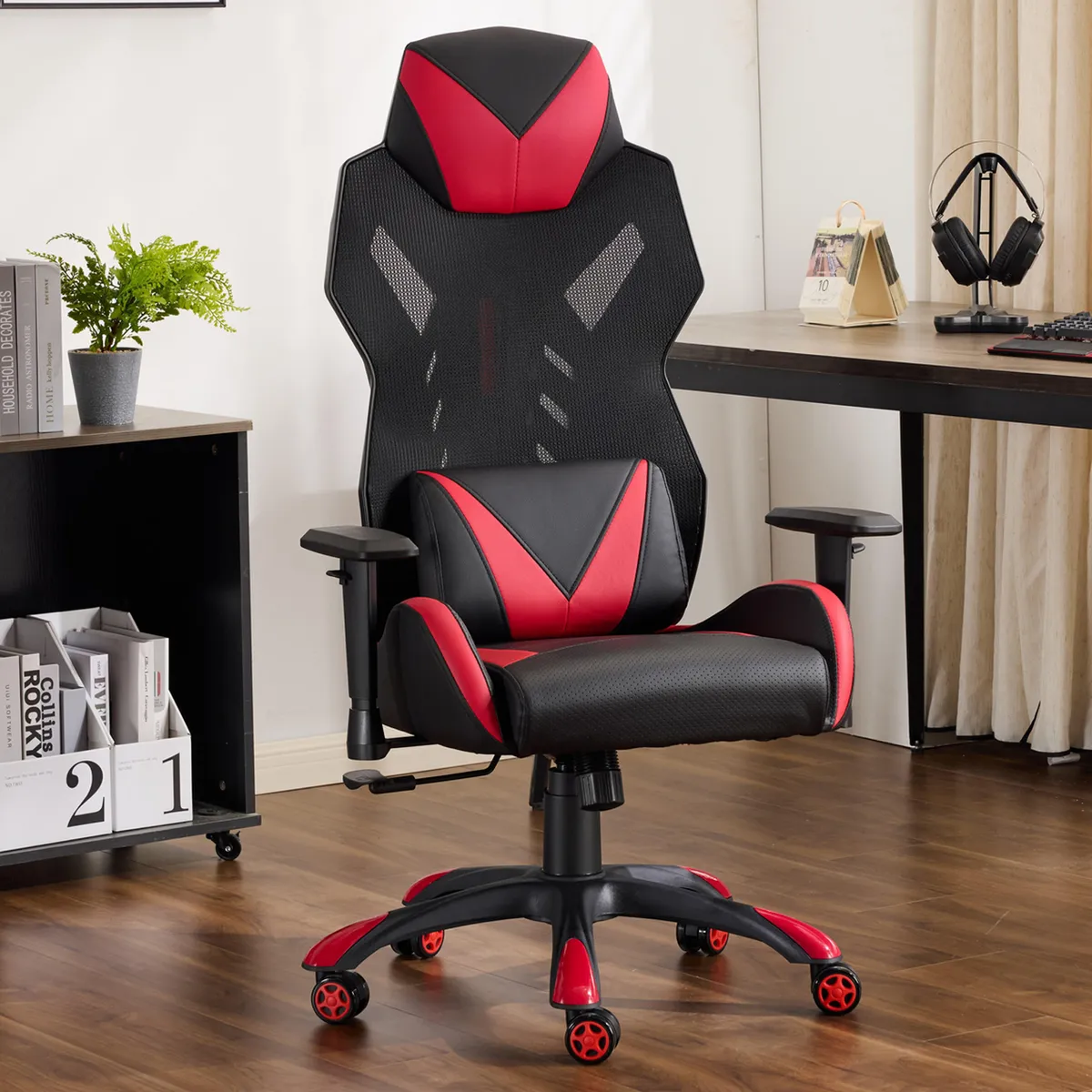JUST HOME COLLECTION - Silla Escritorio Gamer Arturo Negro, Rojo