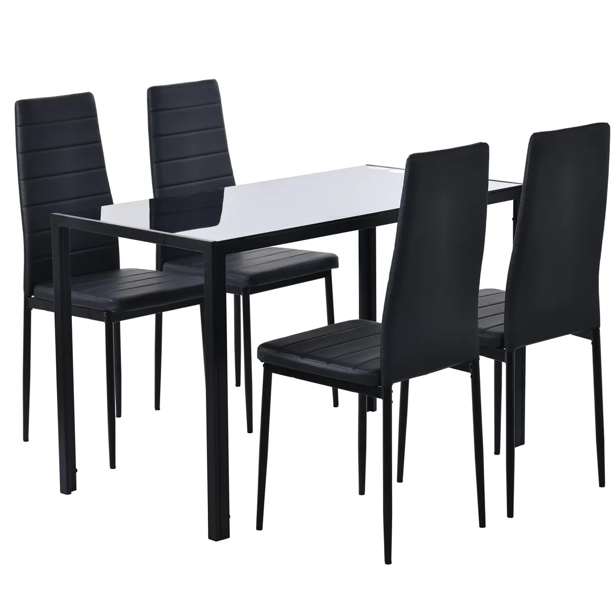 JUST HOME COLLECTION - Juego de Comedor Bazar 4 Sillas Mesa Rectangular 120x60x75 cm Negro
