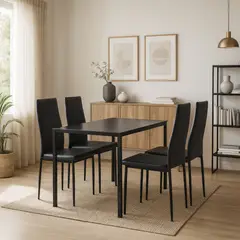 JUST HOME COLLECTION - Juego de Comedor Bazar 4 Sillas Mesa Rectangular 120x60x75 cm Negro