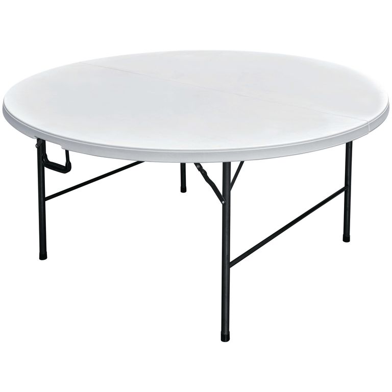 Mesa Plegable Redonda Acero 180x74x180 cm Blanco