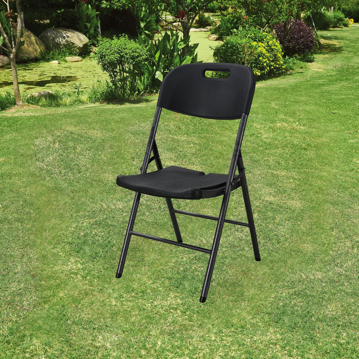 JUST HOME COLLECTION - Silla Plegable para Terraza Negro 87x46x53 cm