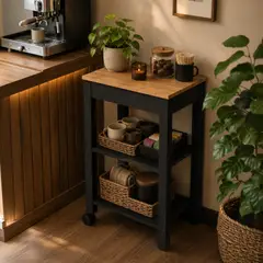 DITALIA - Isla cocina 50x50 cm negra madera
