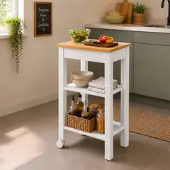 DITALIA - Isla cocina 50x50 cm blanca madera