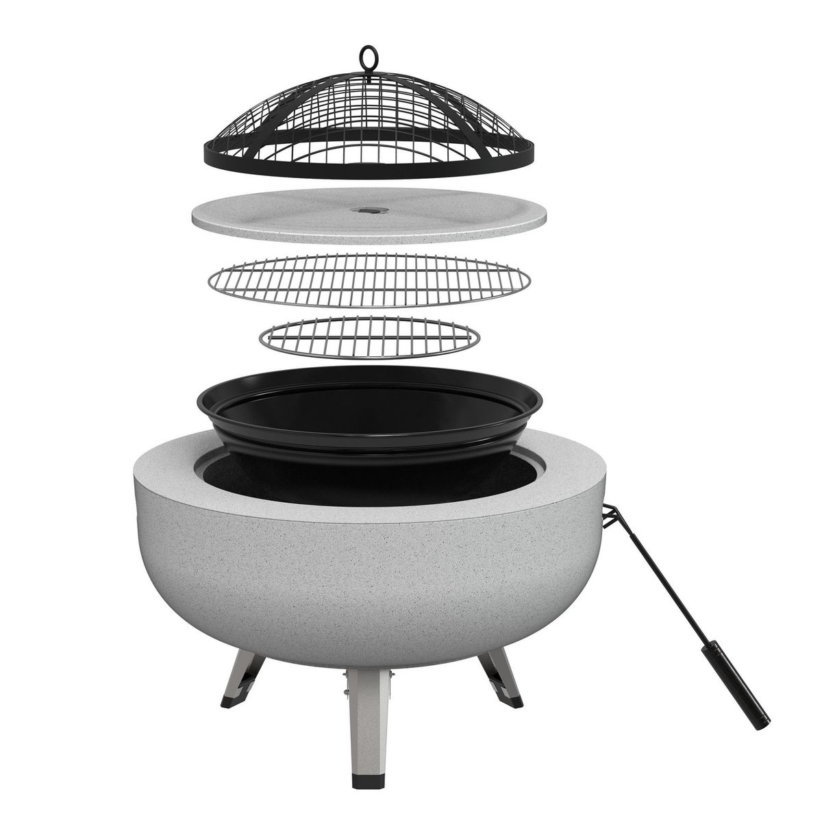 MR BEEF - Brasero Parrilla 3 en 1 Acero 64,5x64,5 cm