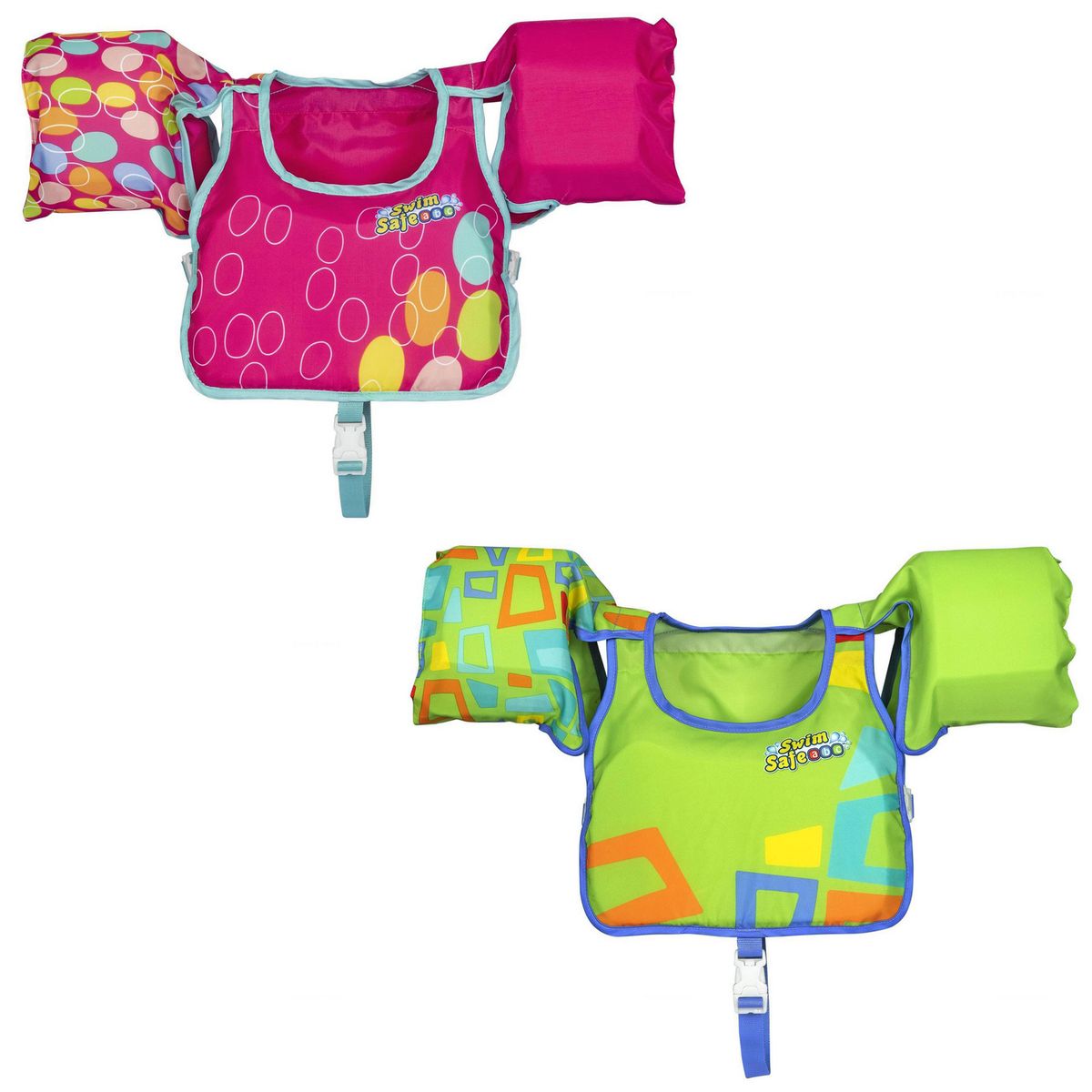 BESTWAY - Chaleco Inflable con Alitas Verde; Rosado 22.4x11.2x5.5 cm