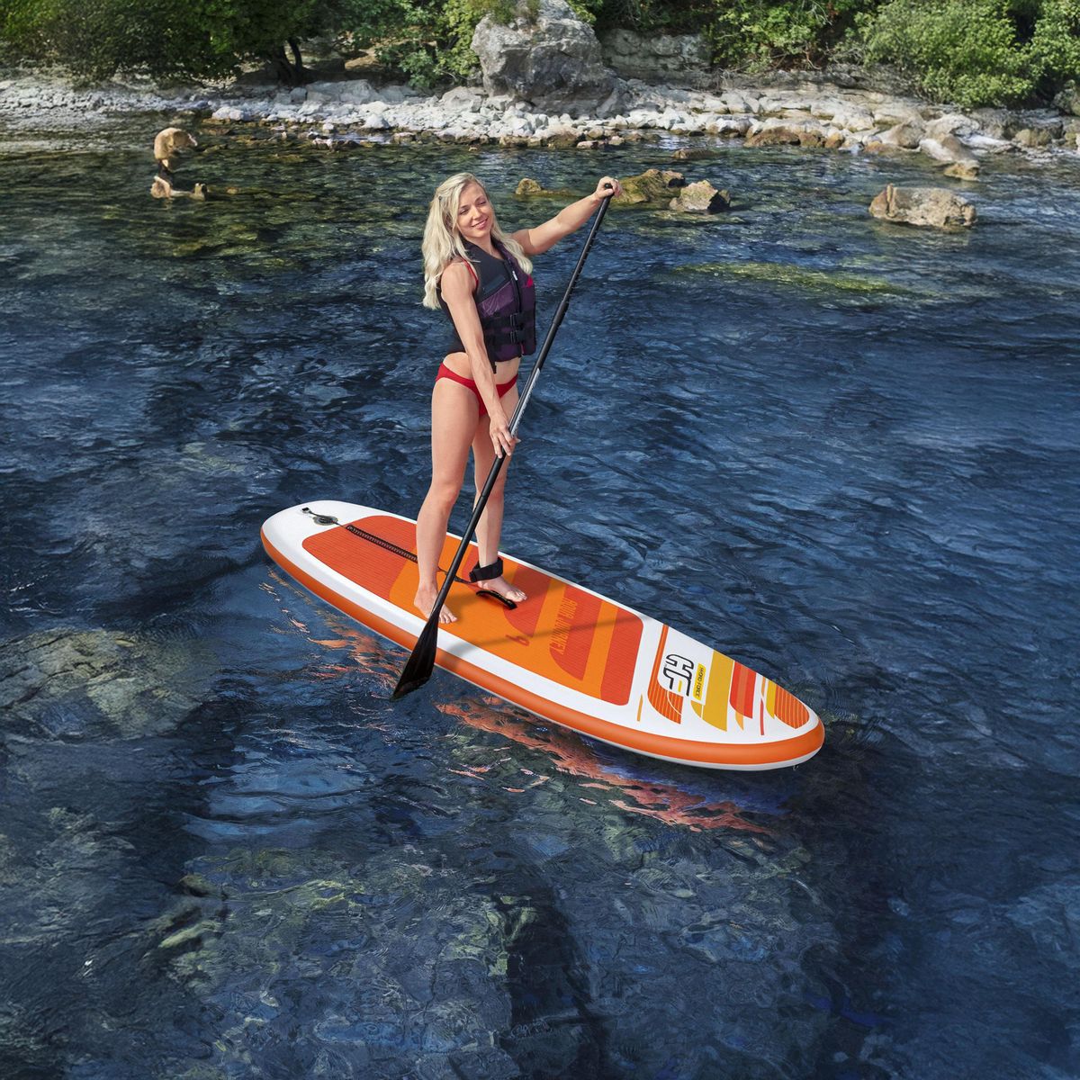 BESTWAY - Tabla Inflable Stand Up Paddle 1 Persona(s) 274x76 cm Naranjo/Blanco