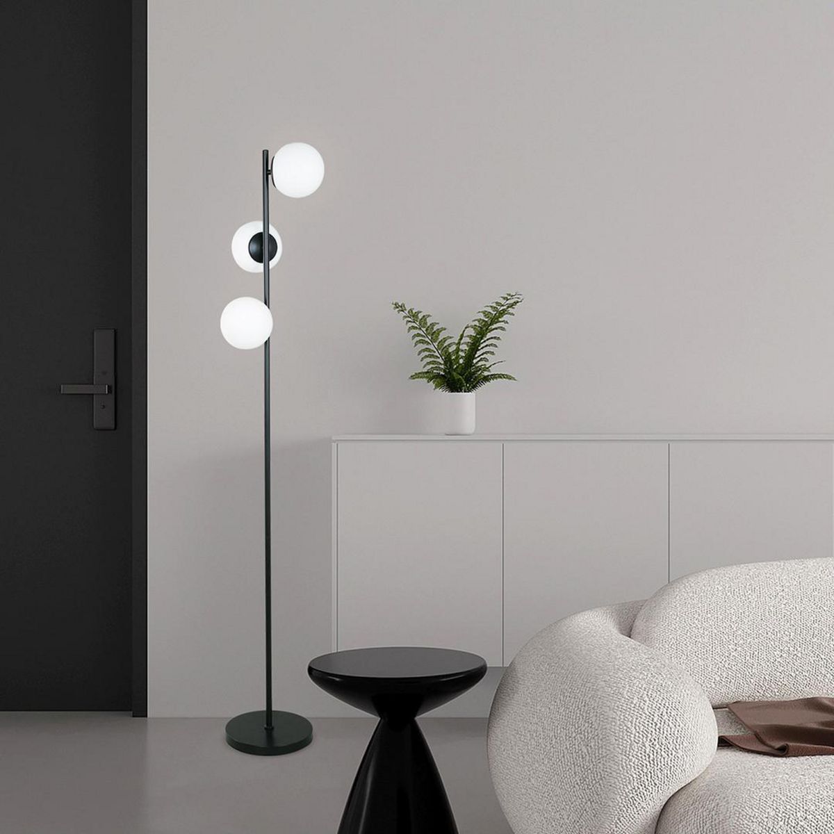 JUST HOME COLLECTION - Lámpara Pie 3 Luces MOSCU Blanco 157x30 cm