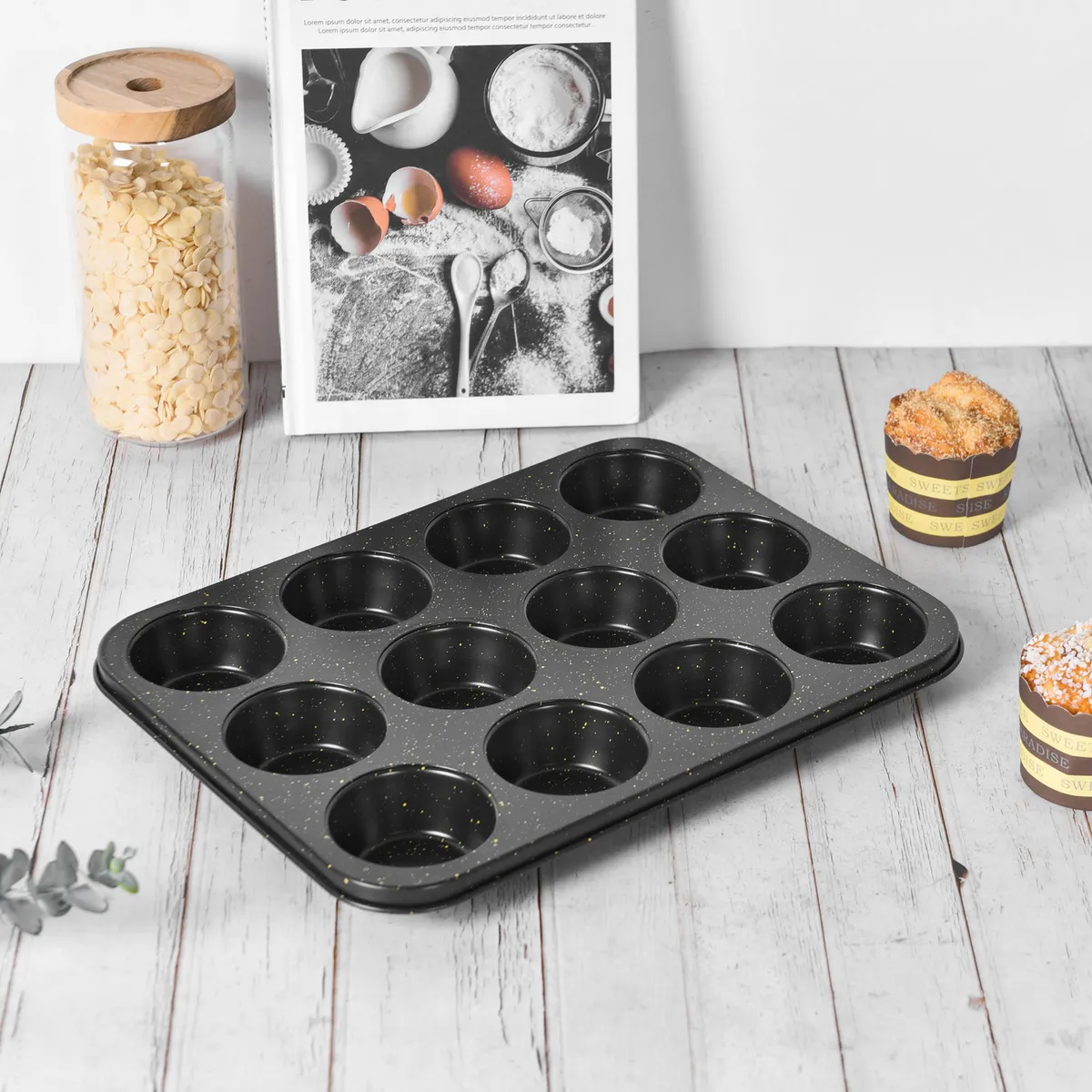 JUST HOME COLLECTION - Molde con Antiadherente para 12 Muffin