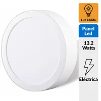 Panel Led Sobrepuesto Circular Blanco 12W Luz Cálida