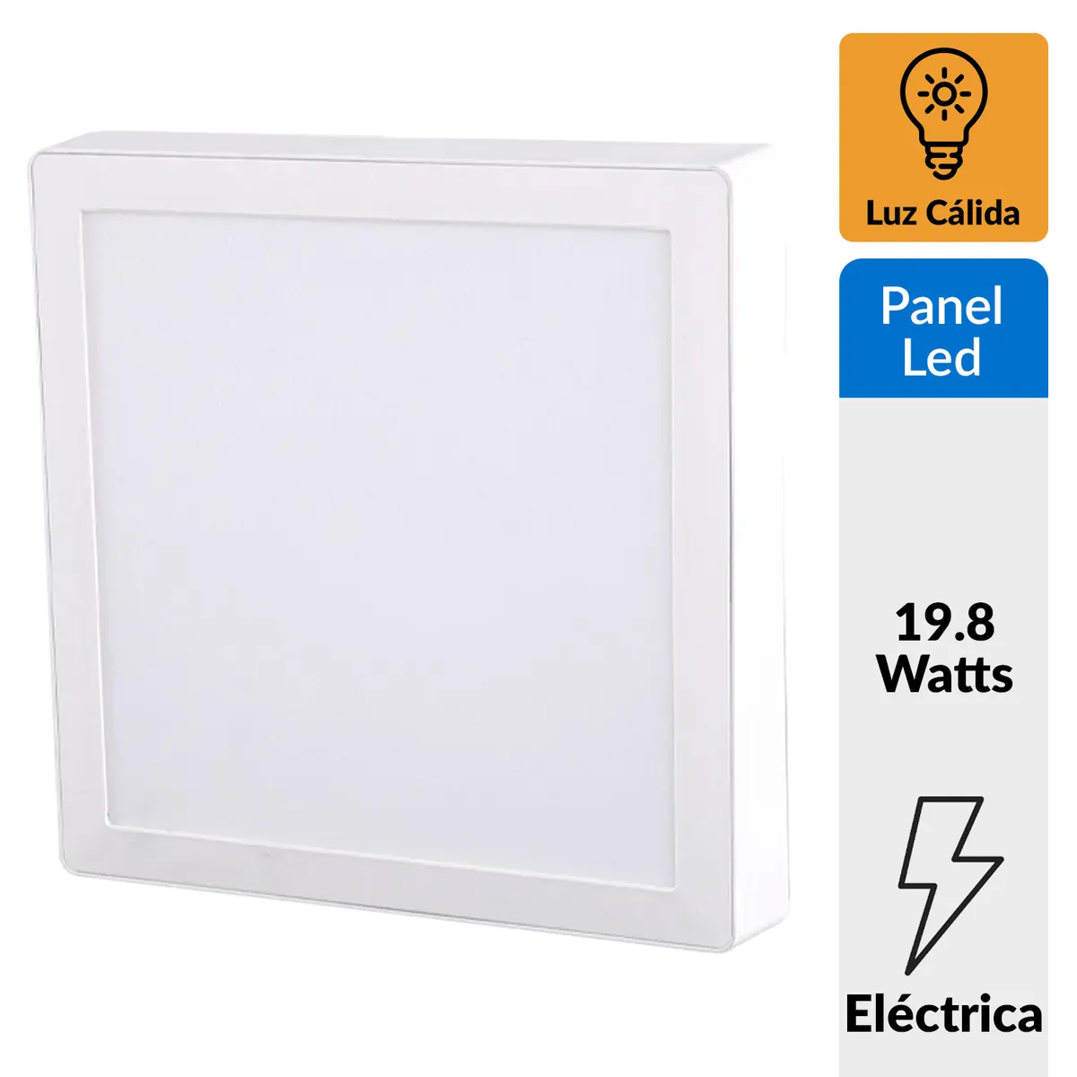 DAIRU - Panel Led Sobrepuesto Cuadrado Blanco 18W Luz Cálida