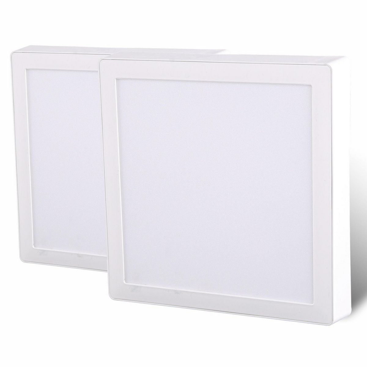 DAIRU - Pack 2 Panel Led Sobrepuesto Cuadrado Blanco 18W Luz Fría